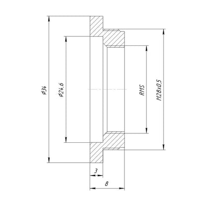 M28x0.5 male to RMS female thread adapter
