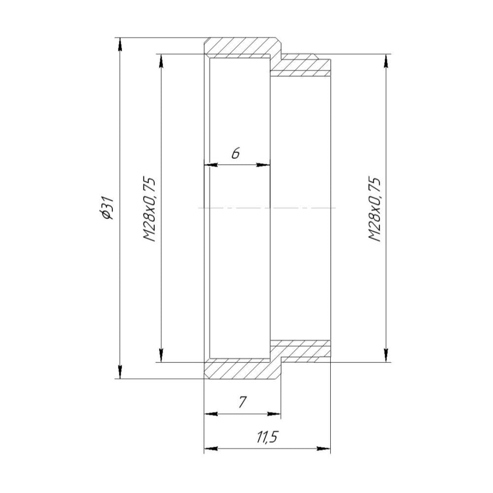 7mm extender for M28x0.75 microscope objectives, black