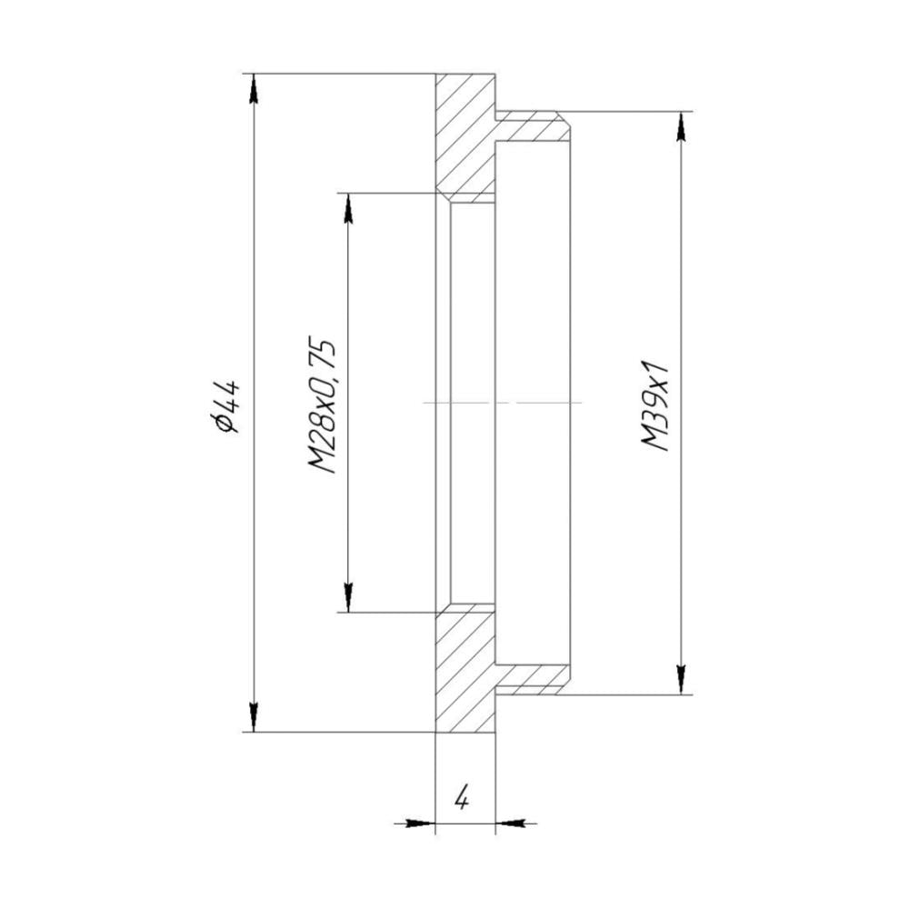 M28x0.75 female to M39x1 (LTM) male thread adapter