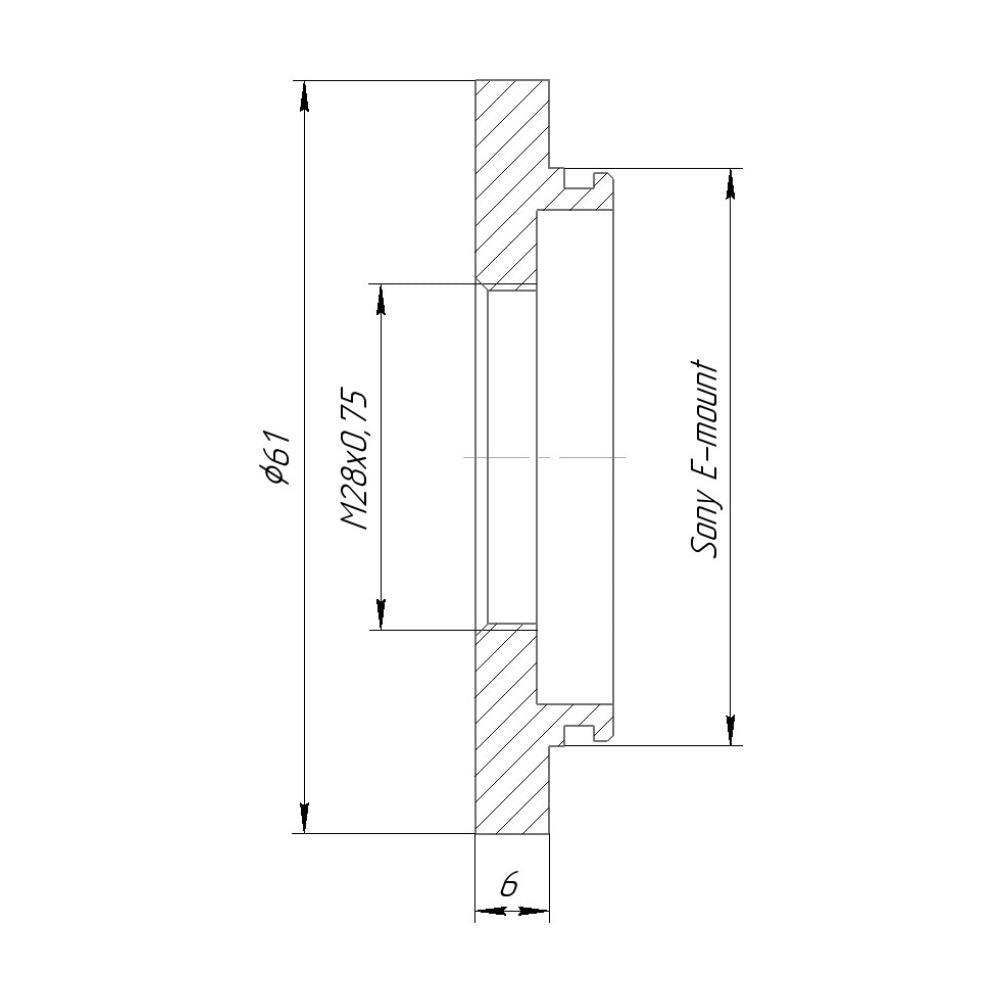 M28x0.75 female thread to Sony E-mount camera adapter
