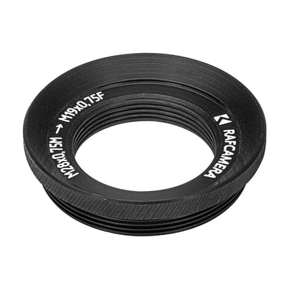 M28x0.75 male to M19x0.75 female thread adapter, black