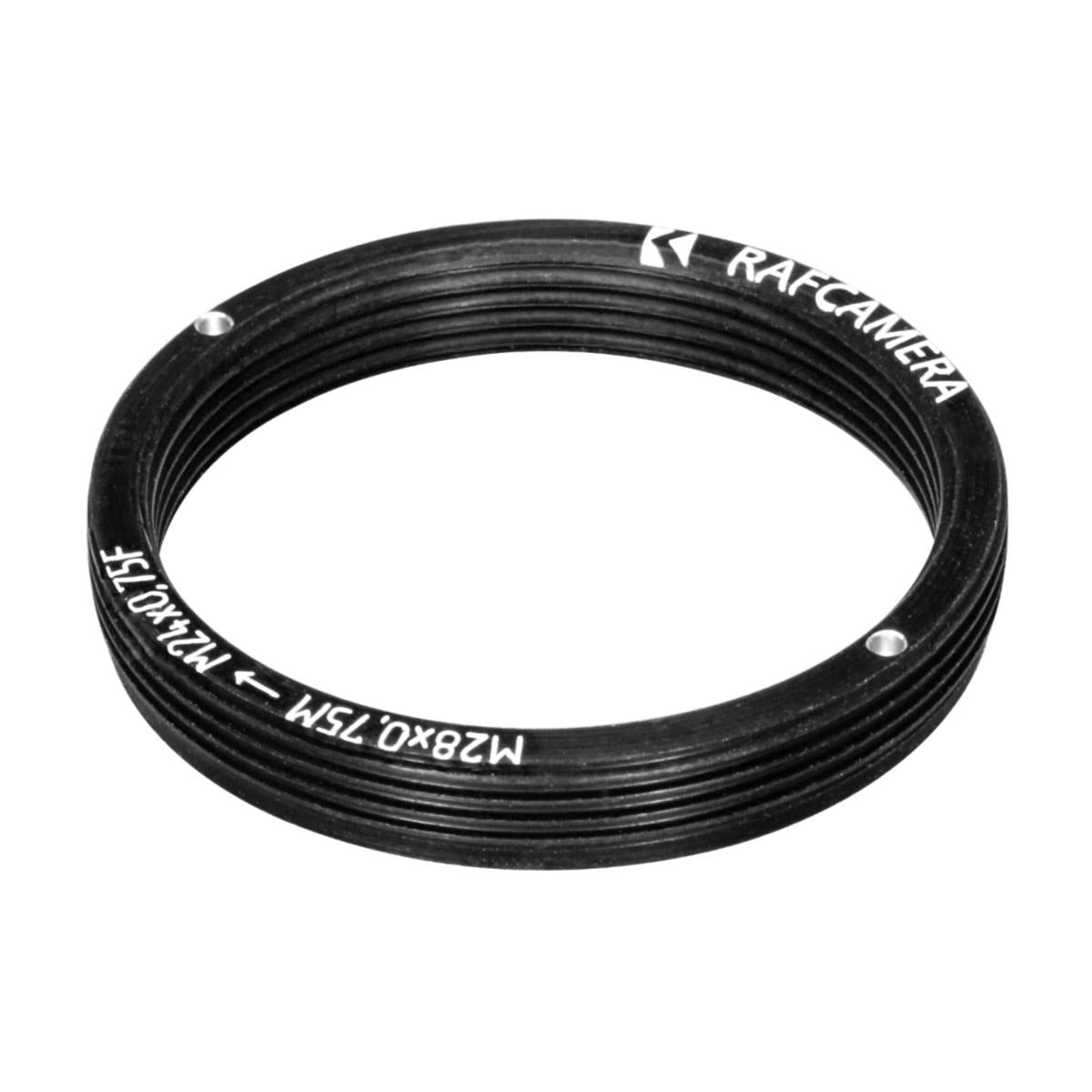 M28x0.75 male to M24x0.75 female thread adapter, flangeless, black