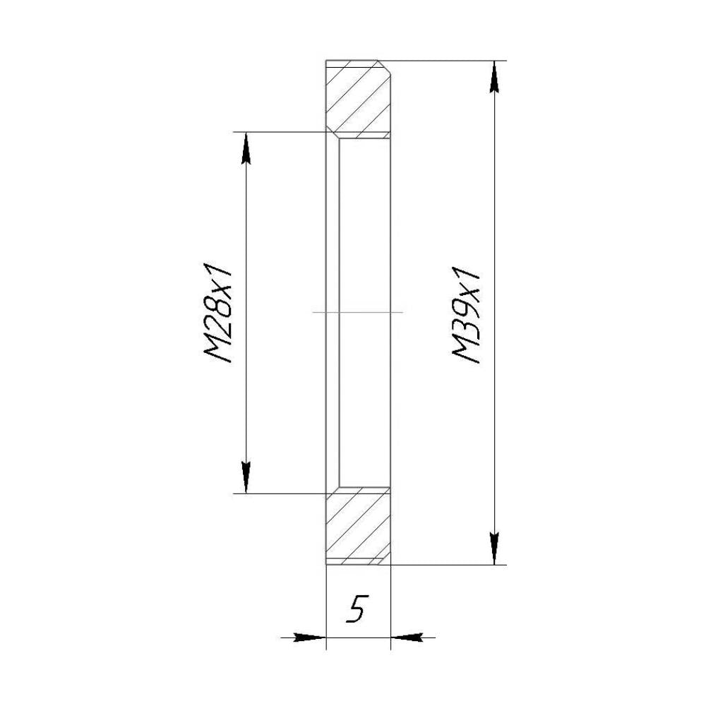 M28x1 female to M39x1 (LTM) male thread adapter, flangeless