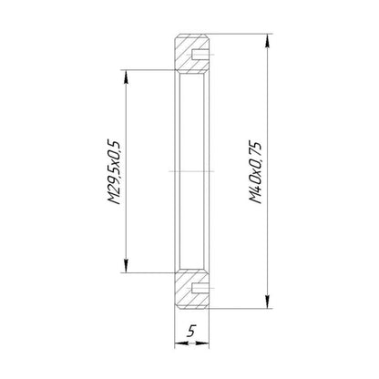 M29.5x0.5 female to M40x0.75 male thread adapter for Copal shutters