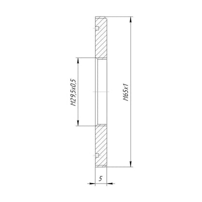 M29.5x0.5 female to M65x1 male thread adapter