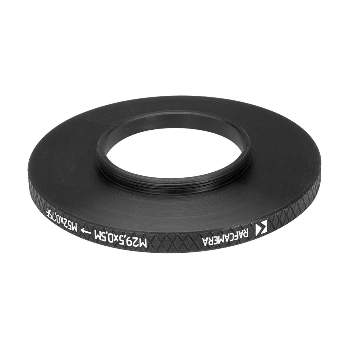 M29.5x0.5 male to M52x0.75 female thread adapter (filter step-up ring)