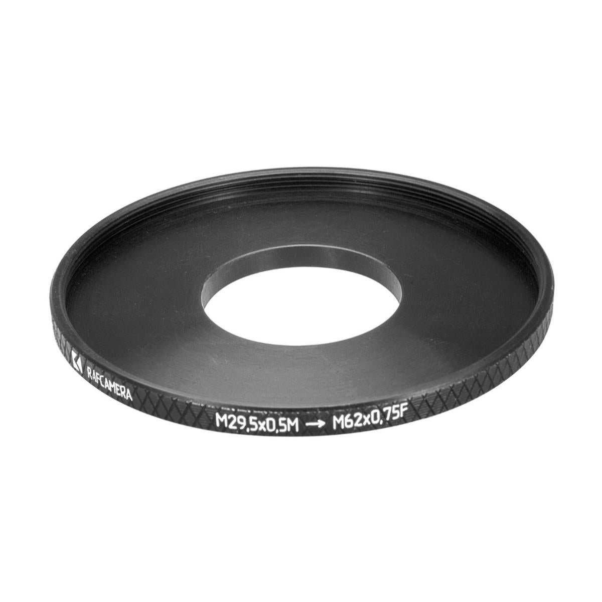M29.5x0.5 male to M62x0.75 female thread adapter (29.5mm to 62mm step-up ring)
