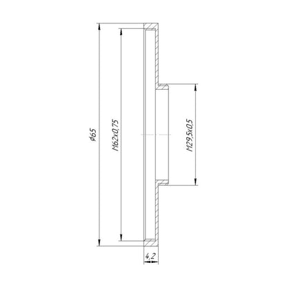 M29.5x0.5 male to M62x0.75 female thread adapter (29.5mm to 62mm step-up ring)
