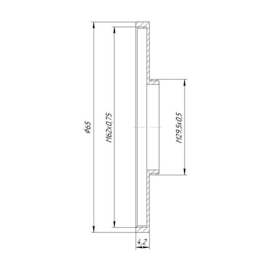 M29.5x0.5 male to M62x0.75 female thread adapter (29.5mm to 62mm step-up ring)