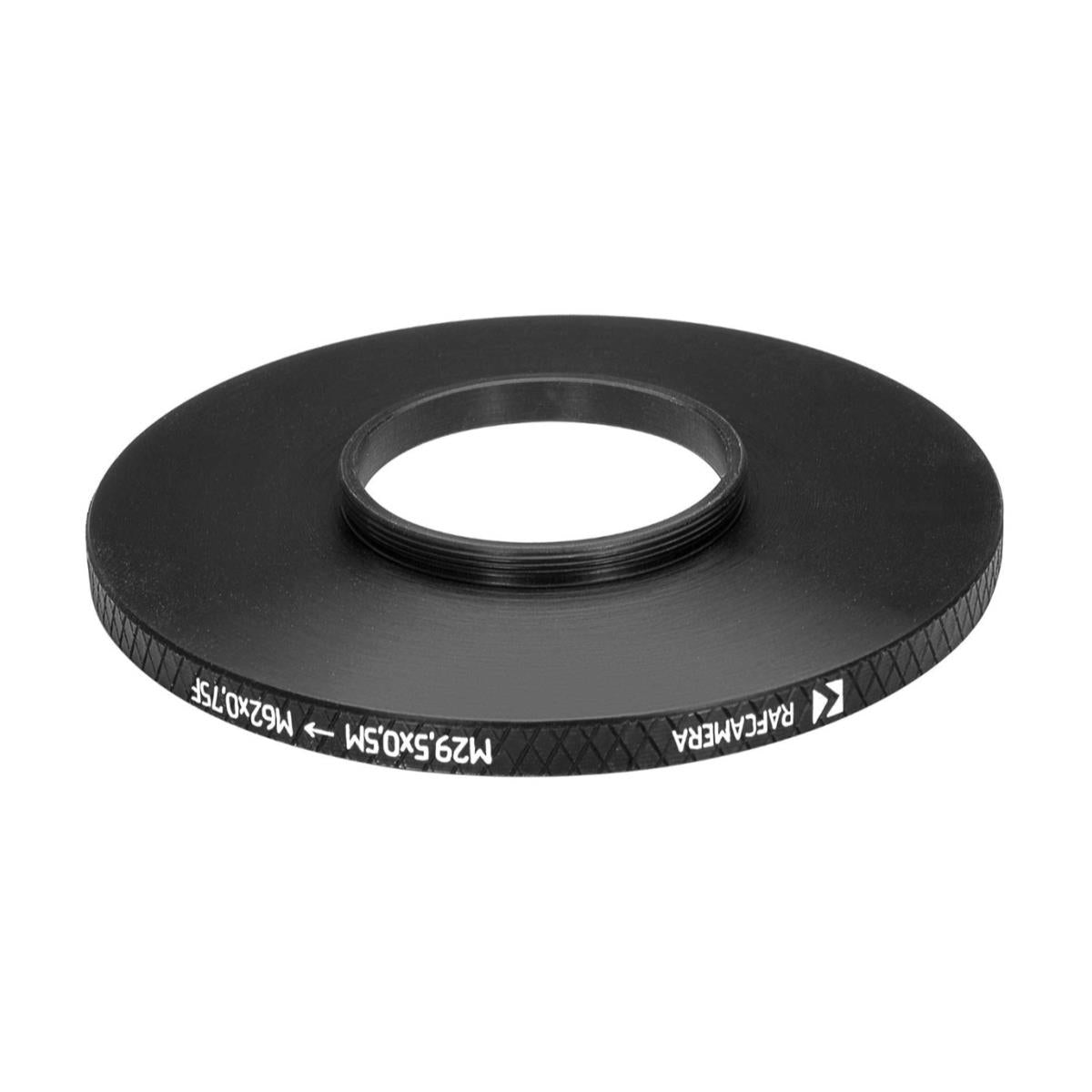 M29.5x0.5 male to M62x0.75 female thread adapter (29.5mm to 62mm step-up ring)