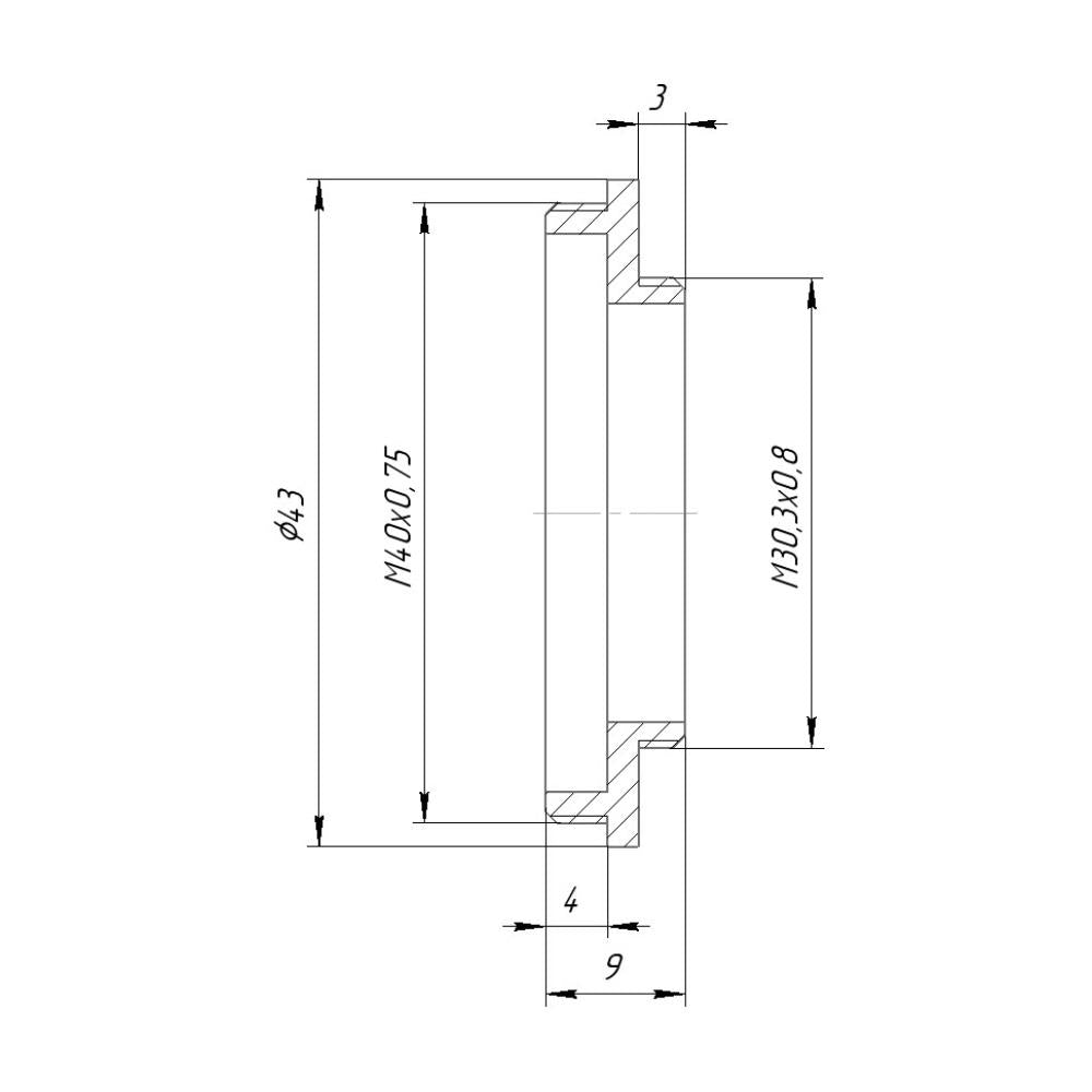 M30.3x0.8 male to M40x0.75 male thread adapter