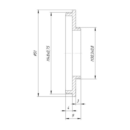 M30.3x0.8 male to M48x0.75 male thread adapter