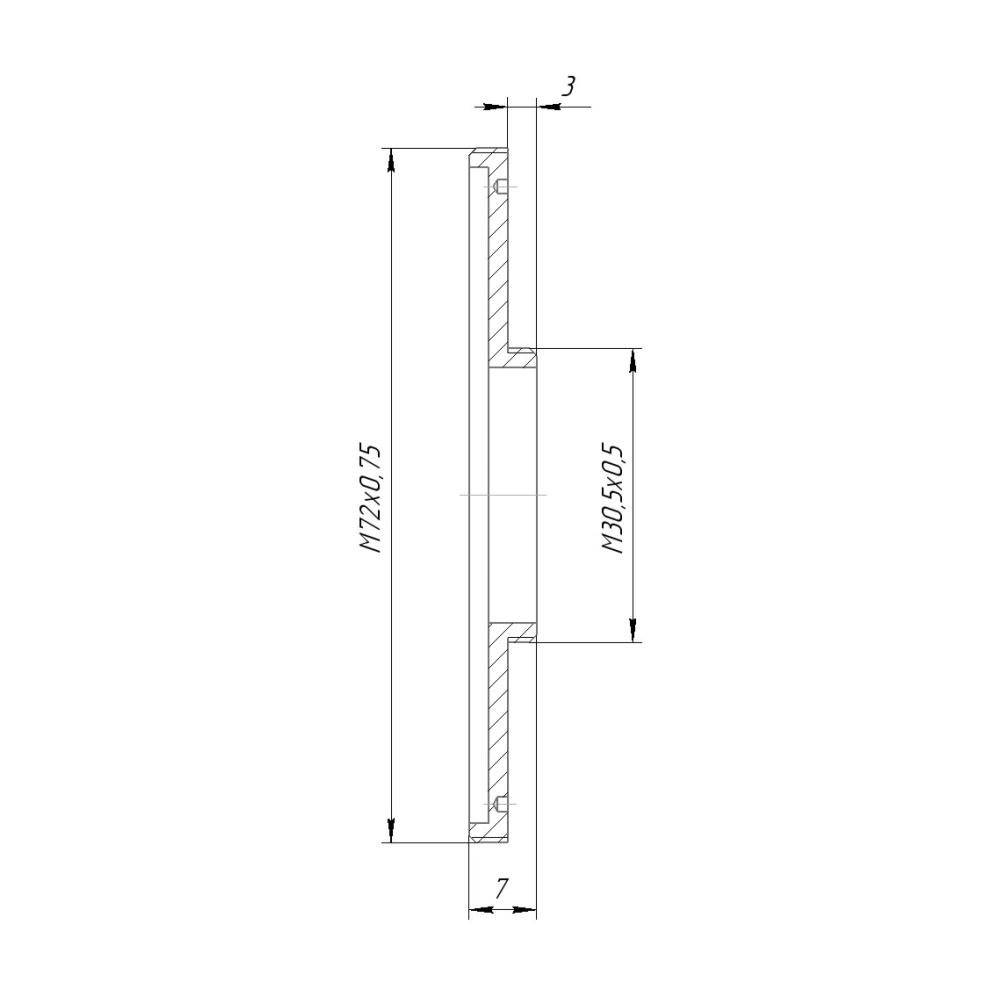 M30.5x0.5 male to M72x0.75 male thread adapter