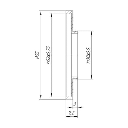 M30x0.5 male to M52x0.75 female thread adapter for Angenieux 32mm Type S2 lens