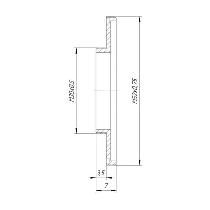 M30x0.5 male to M52x0.75 male thread adapter