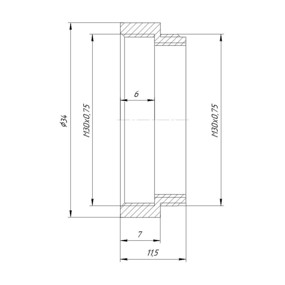 7mm extender for M30x0.75 microscope objectives, black