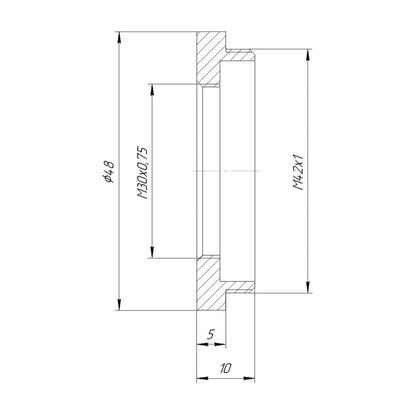 M30x0.75 female to M42x1 male thread adapter