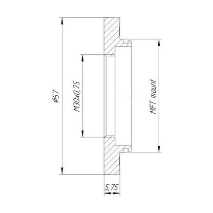 M30x0.75 female thread to MFT (micro4/3) camera mount adapter