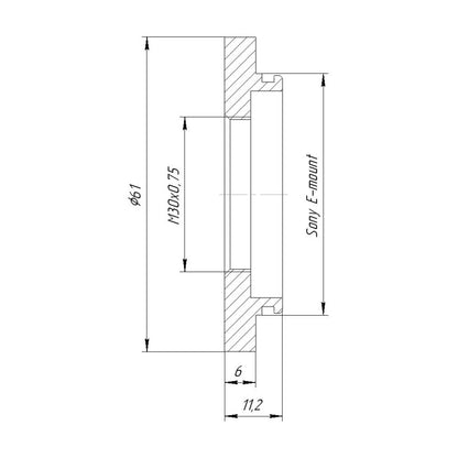 M30x0.75 female thread to Sony E-mount camera adapter