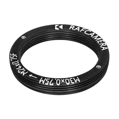 M30x0.75 male to M24x0.75 female thread adapter, flangeless, black