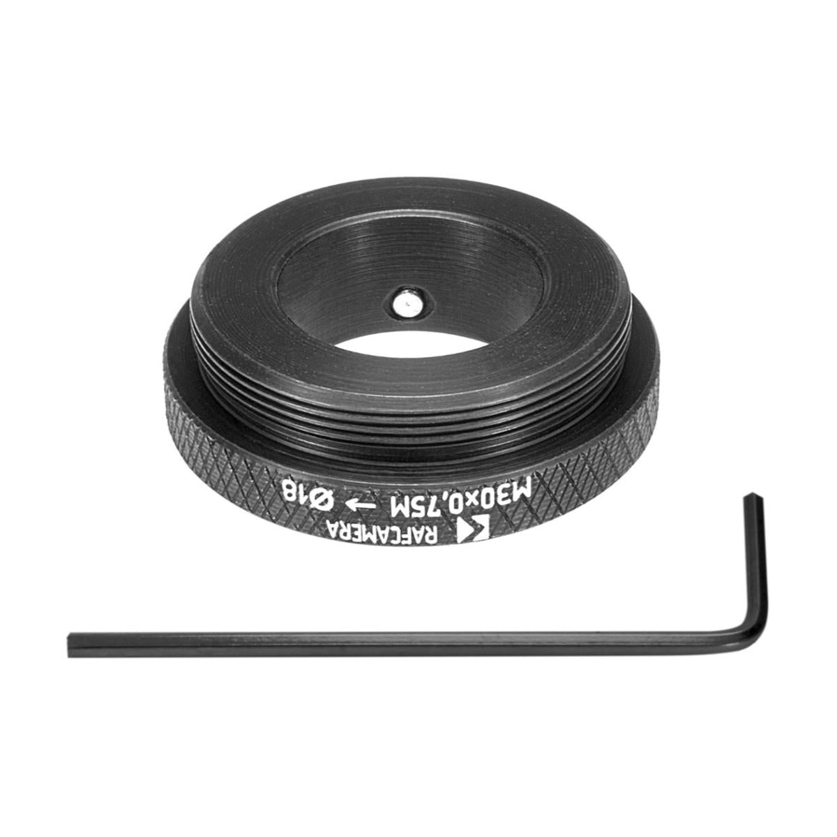 18mm clamp to M30x0.75 male thread adapter for Minolta 5400 DPI scanner lens