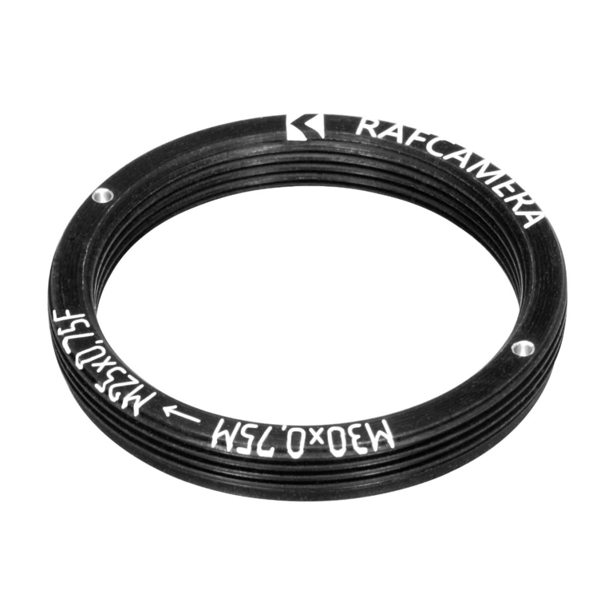 M30x0.75 male to M25x0.75 female thread adapter, flangeless, black