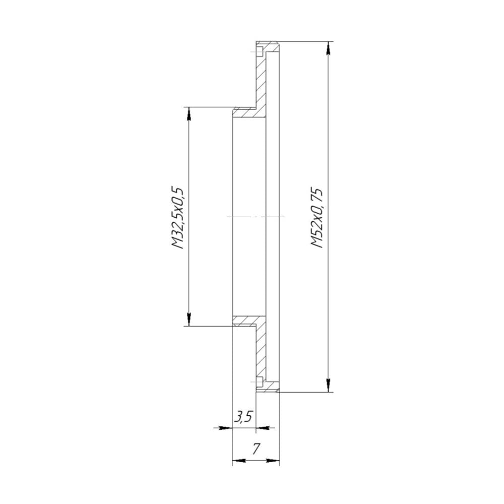 M30x0.75 male to M52x0.75 male thread adapter