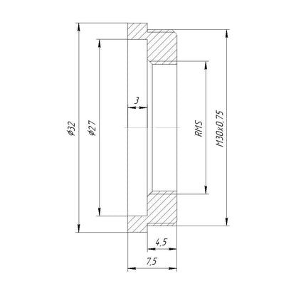 M30x0.75 male to RMS female thread adapter, bronze