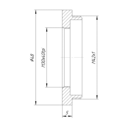M30x40tpi female to M42x1 male thread adapter for Elgeet 90mm Colorstigmat lens