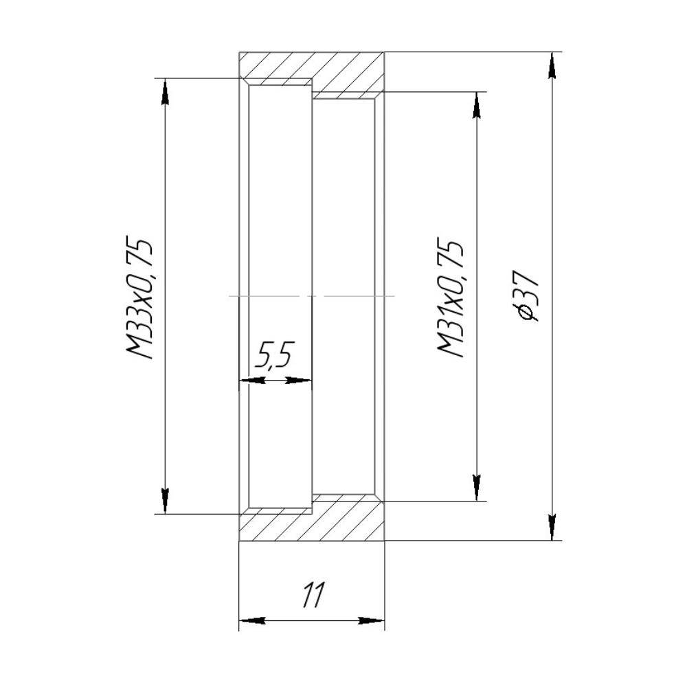 M31x0.75 female to M33x0.75 female thread adapter