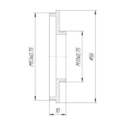 M31x0.75 male to M53x0.75 male thread adapter