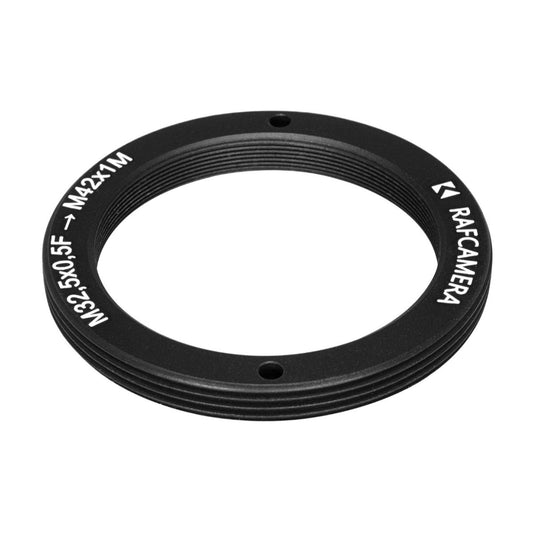 M32.5x0.5 female to M42x1 male thread adapter, flangeless