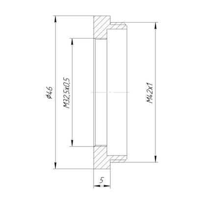 M32.5x0.5 female to M42x1 male thread adapter