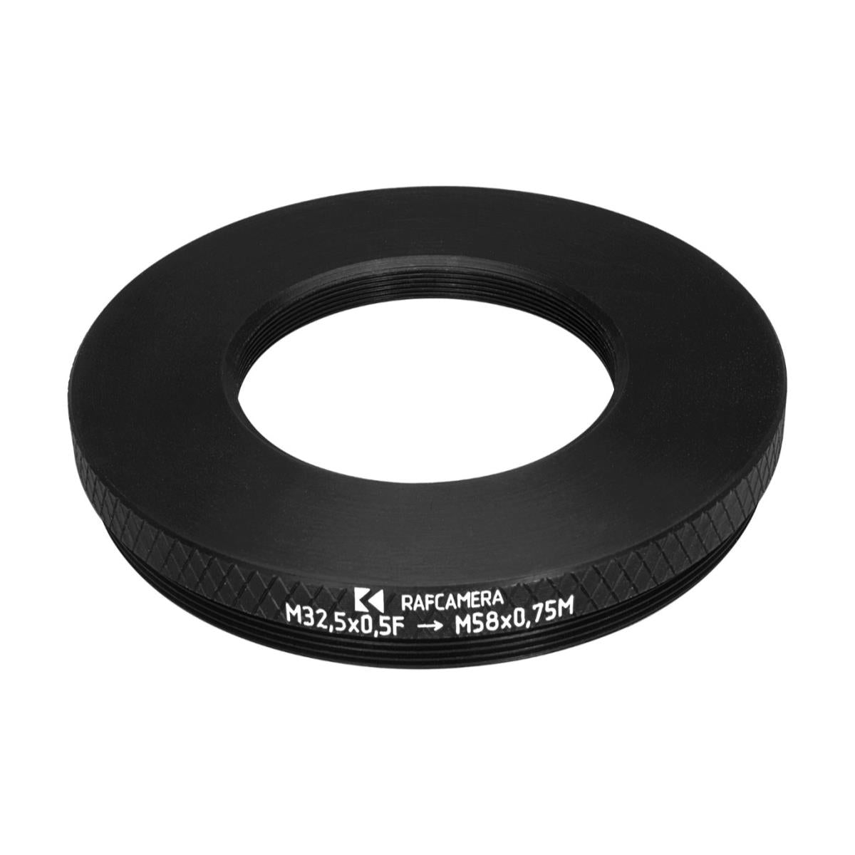 M58x0.75 male to M32.5x0.5 female thread adapter
