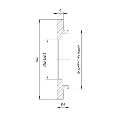 M32.5x0.5 female thread to Olympus OM camera mount adapter