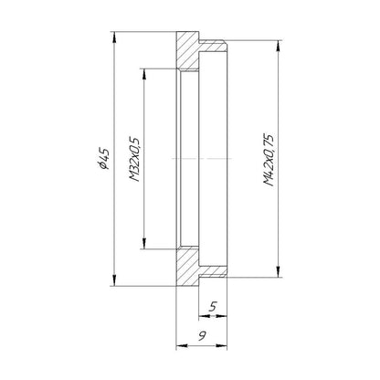M32x0.5 to T-mount (T2, M42x0.75) adapter for Orion-30 optical block