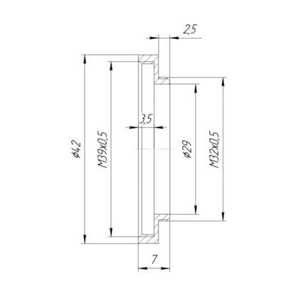 M32x0.5 male to M39x0.5 female thread adapter