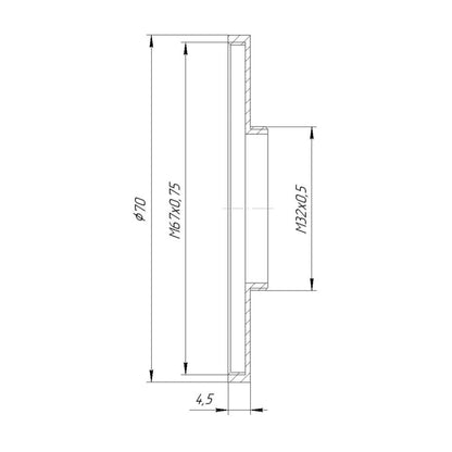M32x0.5 male to M67x0.75 female thread adapter (step-up ring) for Kern Switar
