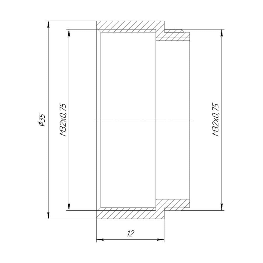12mm extender with M32x0.75 thread for microscope objectives