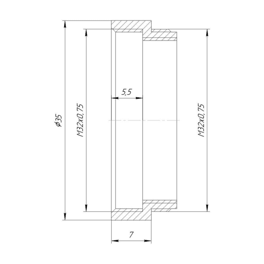7mm extender for M32x0.75 microscope objectives, bronze