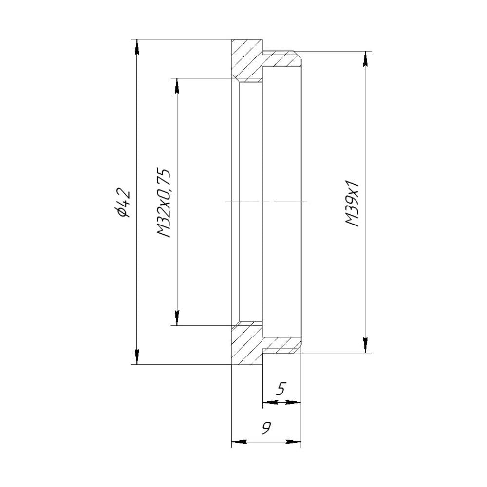 M32x0.75 female to M39x1 (LTM) male thread adapter