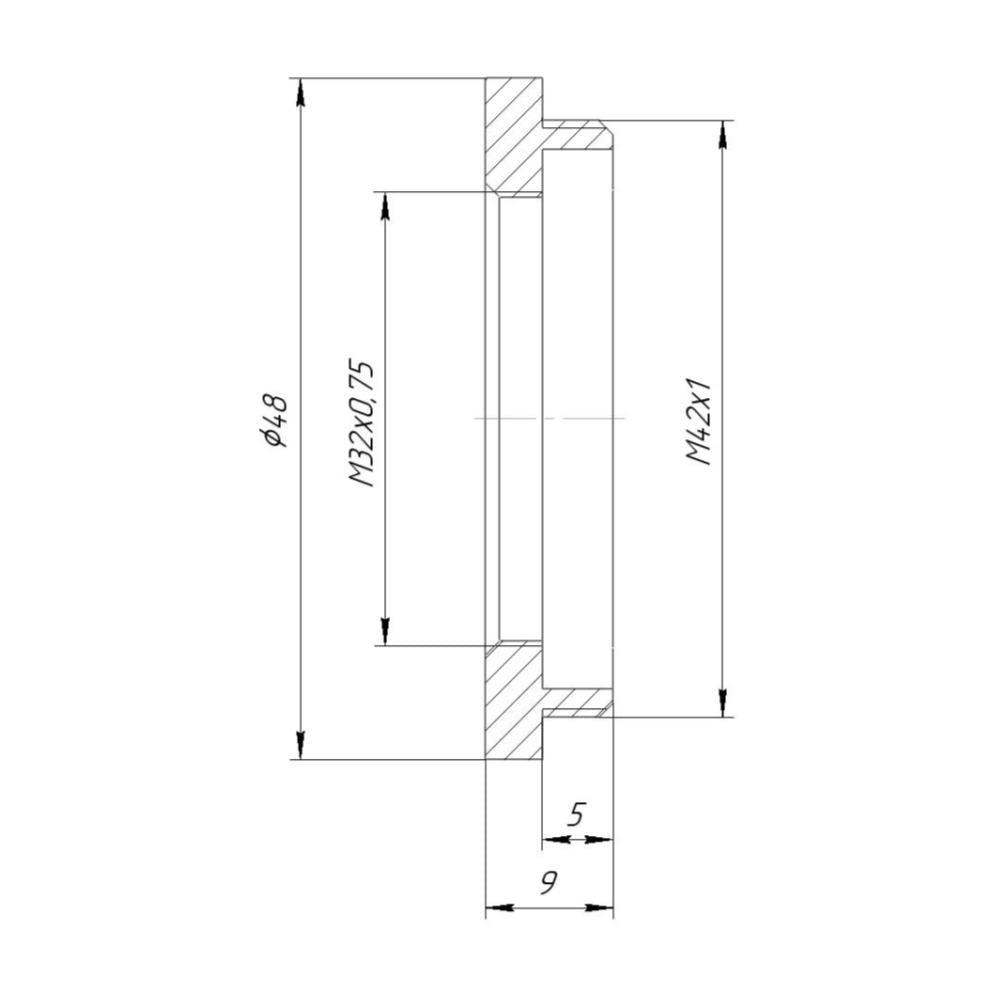 M32x0.75 female to M42x1 male thread adapter