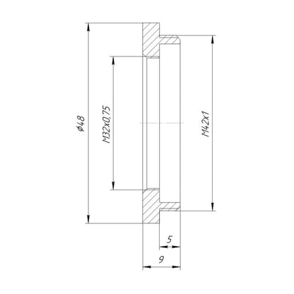 M32x0.75 female to M42x1 male thread adapter