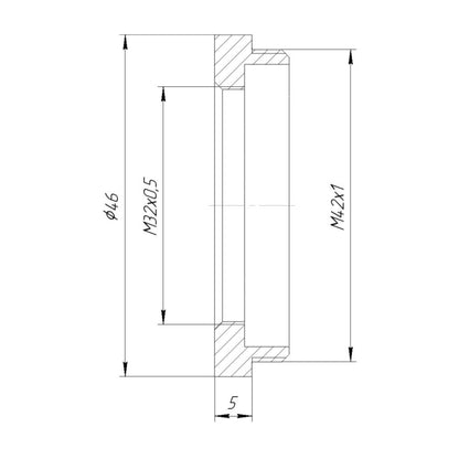 M32x0.5 female to M42x1 male thread adapter for Orion-30 optical block
