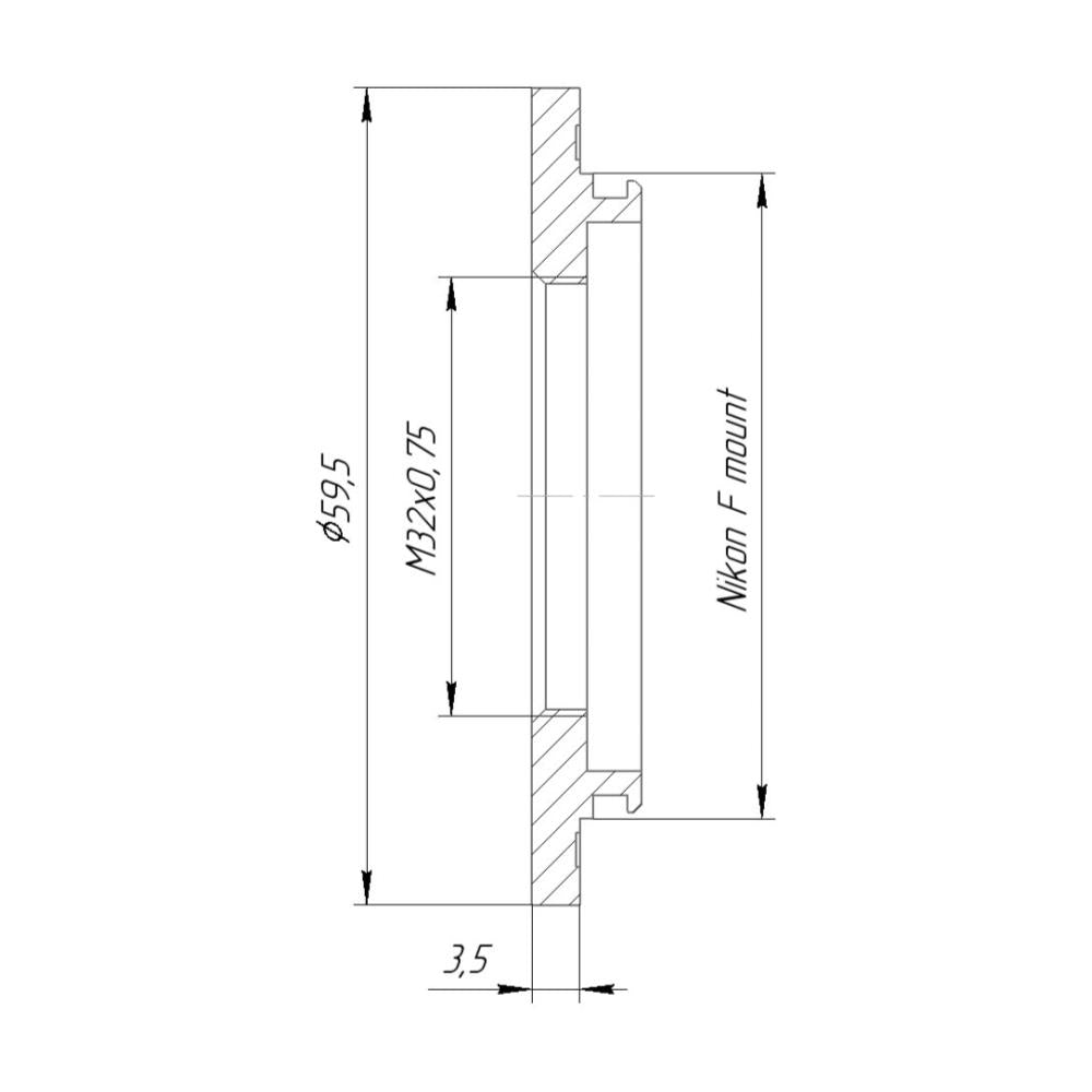 M32x0.75 female thread to Nikon F camera mount adapter