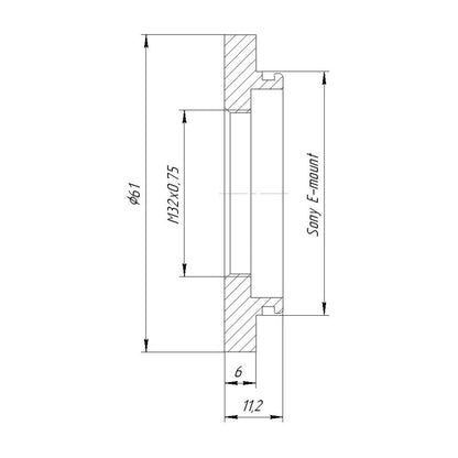 M32x0.75 female thread to Sony E-mount camera adapter