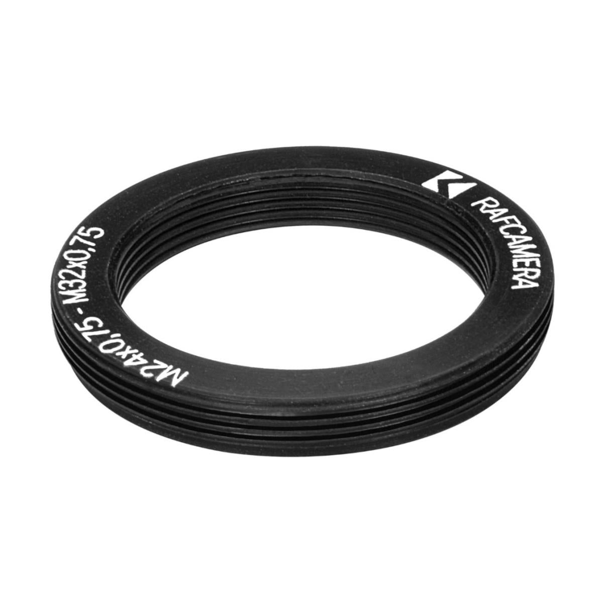 M32x0.75 male to M24x0.75 female thread adapter, flangeless, black