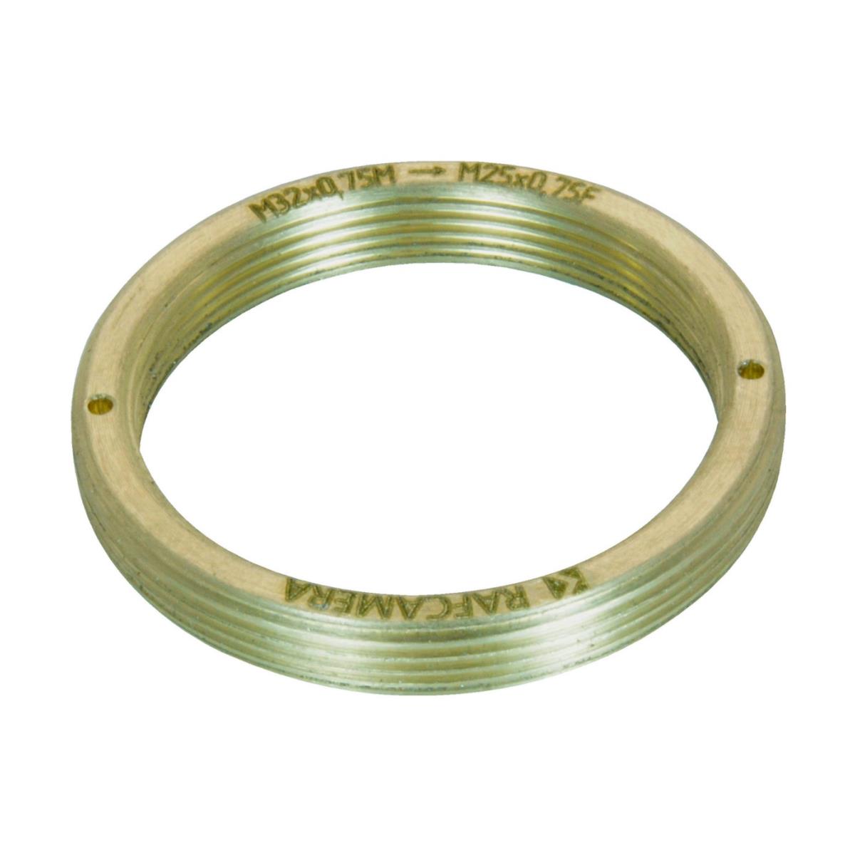 M32x0.75 male to M25x0.75 female thread adapter, flangeless, bronze