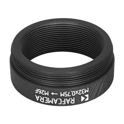 M32x0.75 male to M26x0.7 (36tpi, Mitutoyo) female thread adapter, black