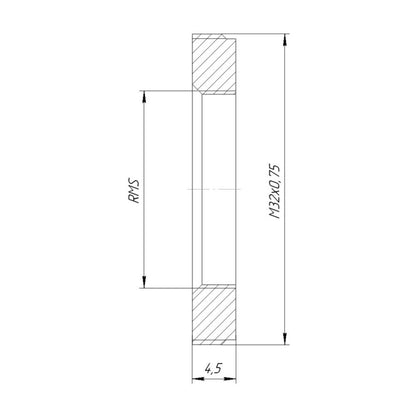 M32x0.75 male to RMS female thread microscope adapter, flangeless, black